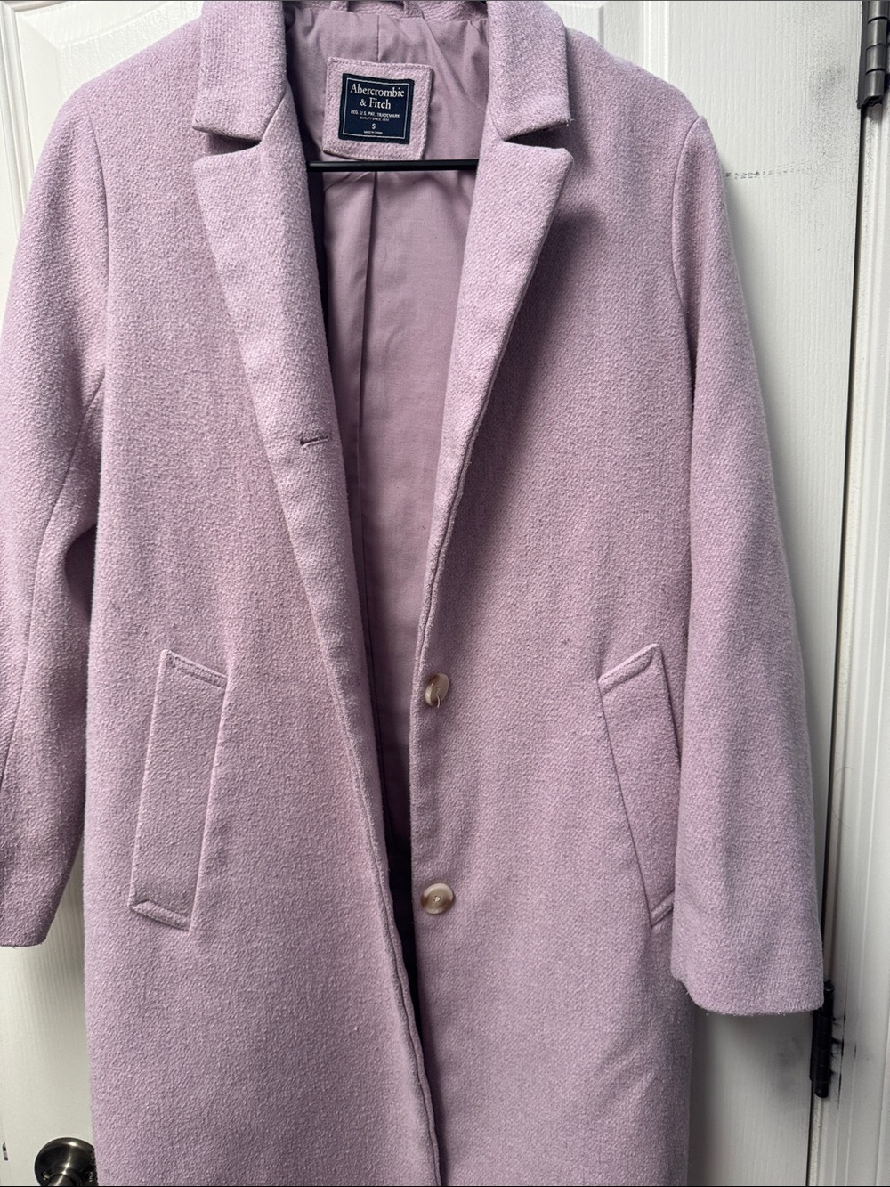 Abercrombie & Fitch Pastel Lilac Single-Breasted Wool Coat - Picture 3 of 11